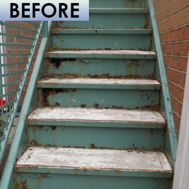 before, stair solutions, covered stair treads, f r p grating